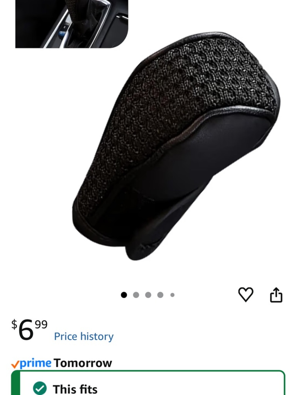 Black Textured Car Gear Shift Cover